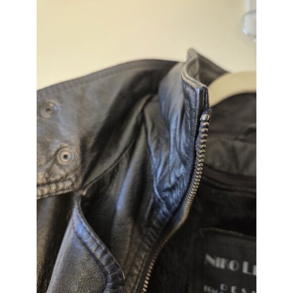 Niko Leather Designs Black Moto Biker Jacket Mens Size XL Zip In Liner EUC - Picture 9 of 14